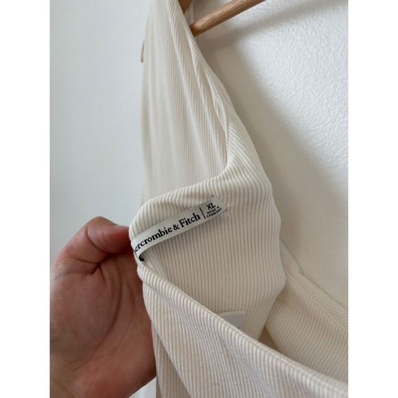 NWT women's Abercrombie & Fitch One-Shoulder Ribbed Maxi Dress – White – XL - Picture 8 of 9